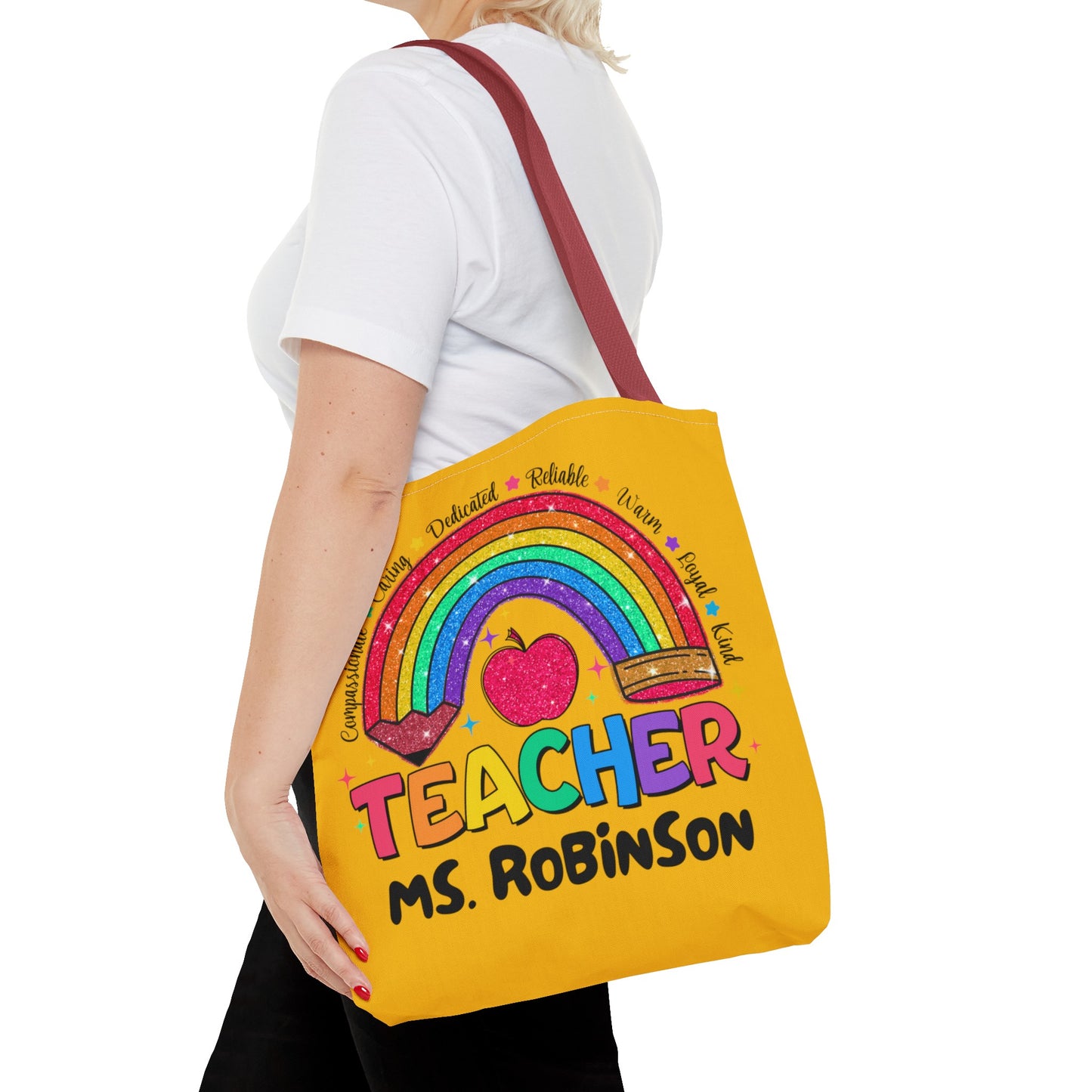 Rainbow Teacher Tote- Yellow