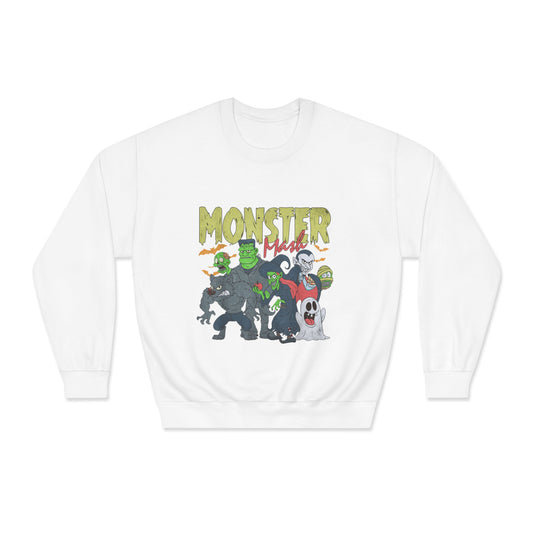 Monster Mash Crewneck Sweatshirt, Unisex Halloween Sweater, Cozy Graphic Sweatshirt, Spooky Costume Top, Fall Celebration Apparel