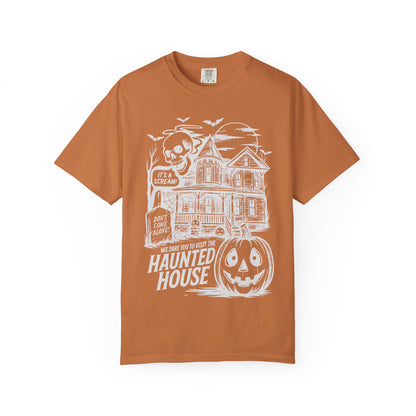 Halloween Haunted House T-Shirt, Spooky Tee for Fall, Unisex Graphic Shirt, Halloween Costume Top, Fun Autumn Apparel