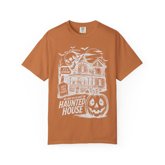Halloween Haunted House T-Shirt, Spooky Tee for Fall, Unisex Graphic Shirt, Halloween Costume Top, Fun Autumn Apparel