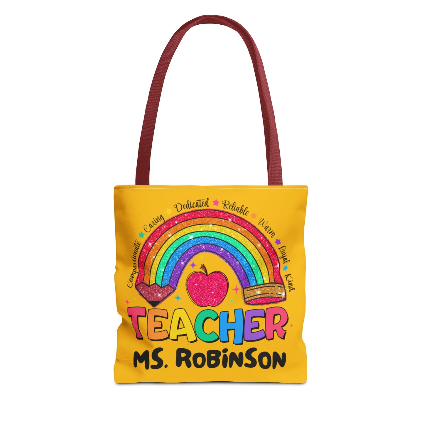 Rainbow Teacher Tote- Yellow