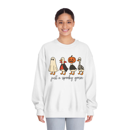 Spooky Goose Sweatshirt - Unisex Fall Apparel, Halloween Gift, Cozy Crewneck, Fun Goth Fashion, Cute Sweatshirt for Pumpkin Lovers