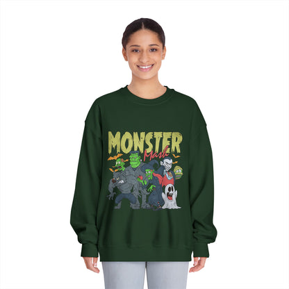 Monster Mash Crewneck Sweatshirt, Unisex Halloween Sweater, Cozy Graphic Sweatshirt, Spooky Costume Top, Fall Celebration Apparel
