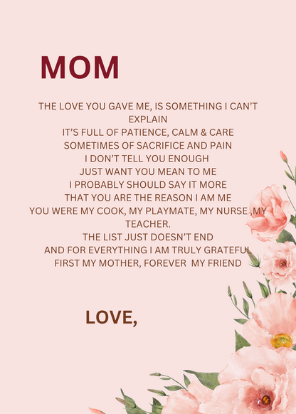 MOTHER'S DAY GIFT CARD BOOK -BUILD A BOOK