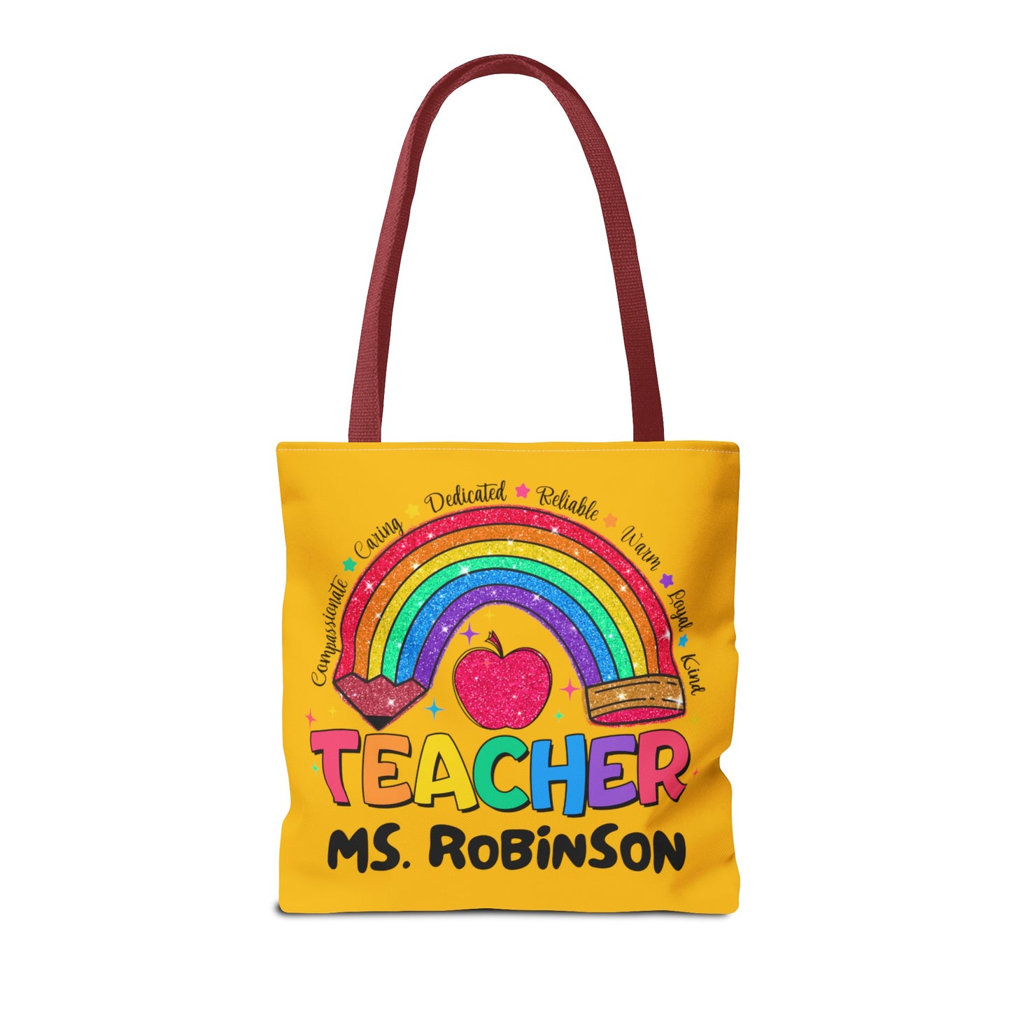 Rainbow Teacher Tote- Yellow