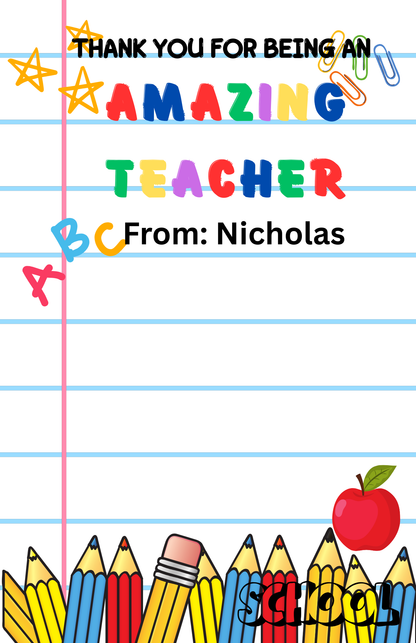 TEACHER APPRECIATION LARGE GIFT CARD