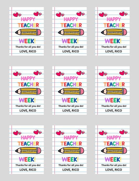 TEACHER APPRECIATION GIFT TAG