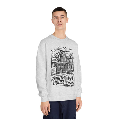 Spooky Haunted House Sweatshirt, Halloween Apparel, Unisex Crewneck, Ghostly Vibes, Cozy Fall Fashion, Halloween Gift