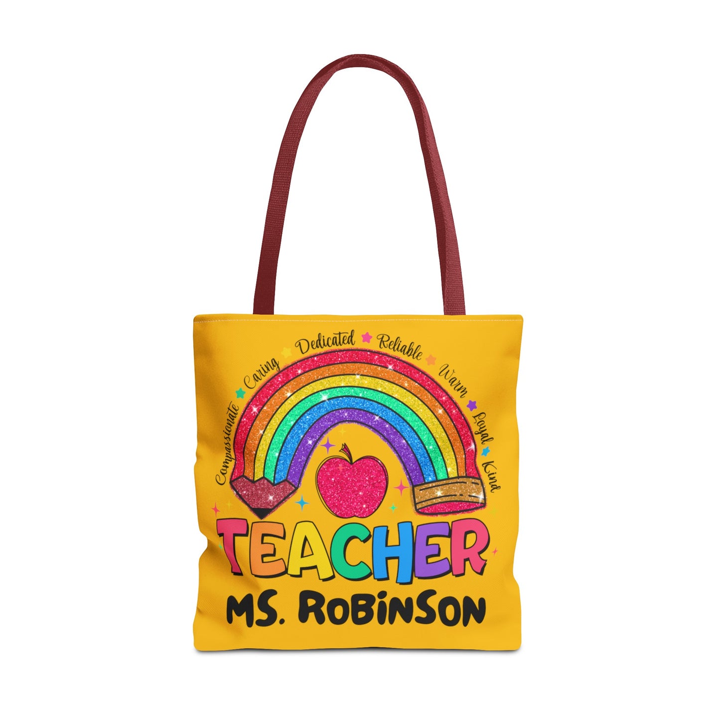 Rainbow Teacher Tote- Yellow