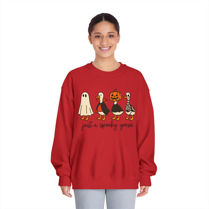 Spooky Goose Sweatshirt - Unisex Fall Apparel, Halloween Gift, Cozy Crewneck, Fun Goth Fashion, Cute Sweatshirt for Pumpkin Lovers