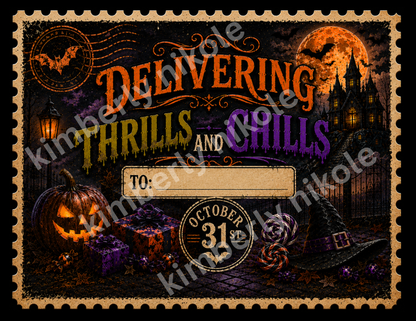 Halloween Postage Stamp Labels – Digital Download Bundle