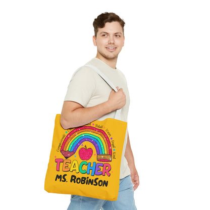 Rainbow Teacher Tote- Yellow