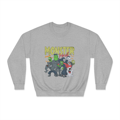 Monster Mash Crewneck Sweatshirt, Unisex Halloween Sweater, Cozy Graphic Sweatshirt, Spooky Costume Top, Fall Celebration Apparel