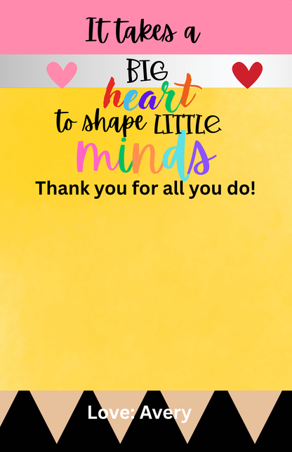 TEACHER APPRECIATION LARGE GIFT CARD