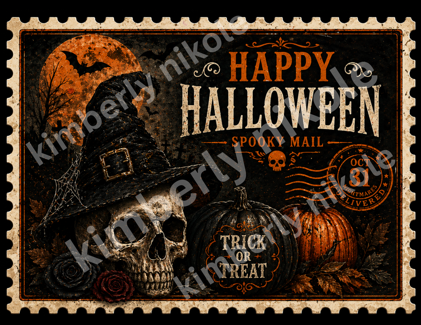 Halloween Postage Stamp Labels – Digital Download Bundle
