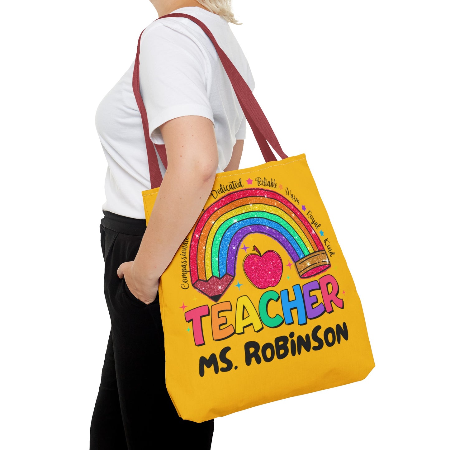 Rainbow Teacher Tote- Yellow