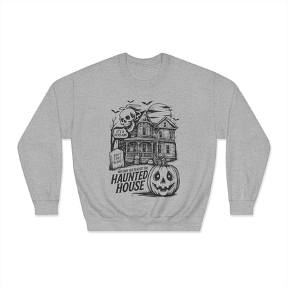 Spooky Haunted House Sweatshirt, Halloween Apparel, Unisex Crewneck, Ghostly Vibes, Cozy Fall Fashion, Halloween Gift