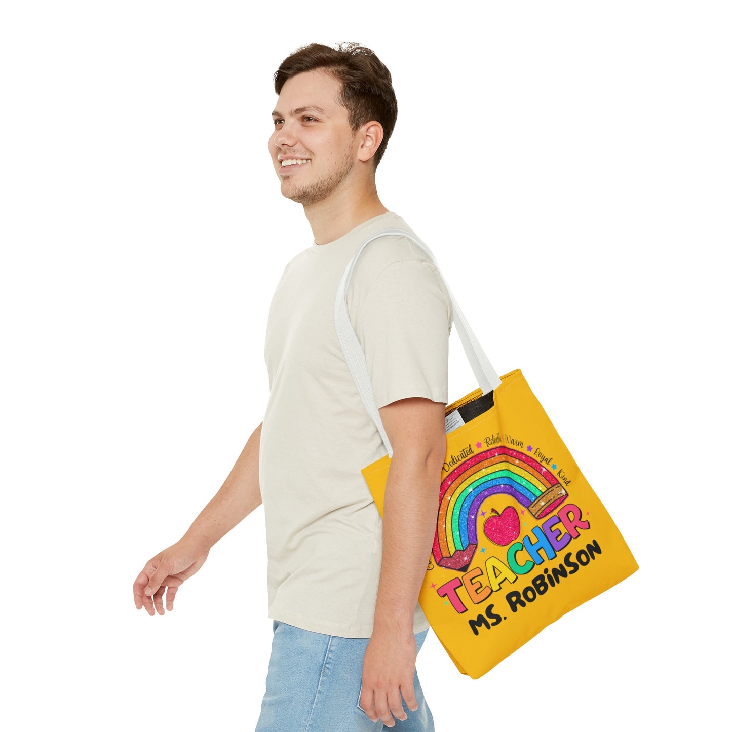 Rainbow Teacher Tote- Yellow