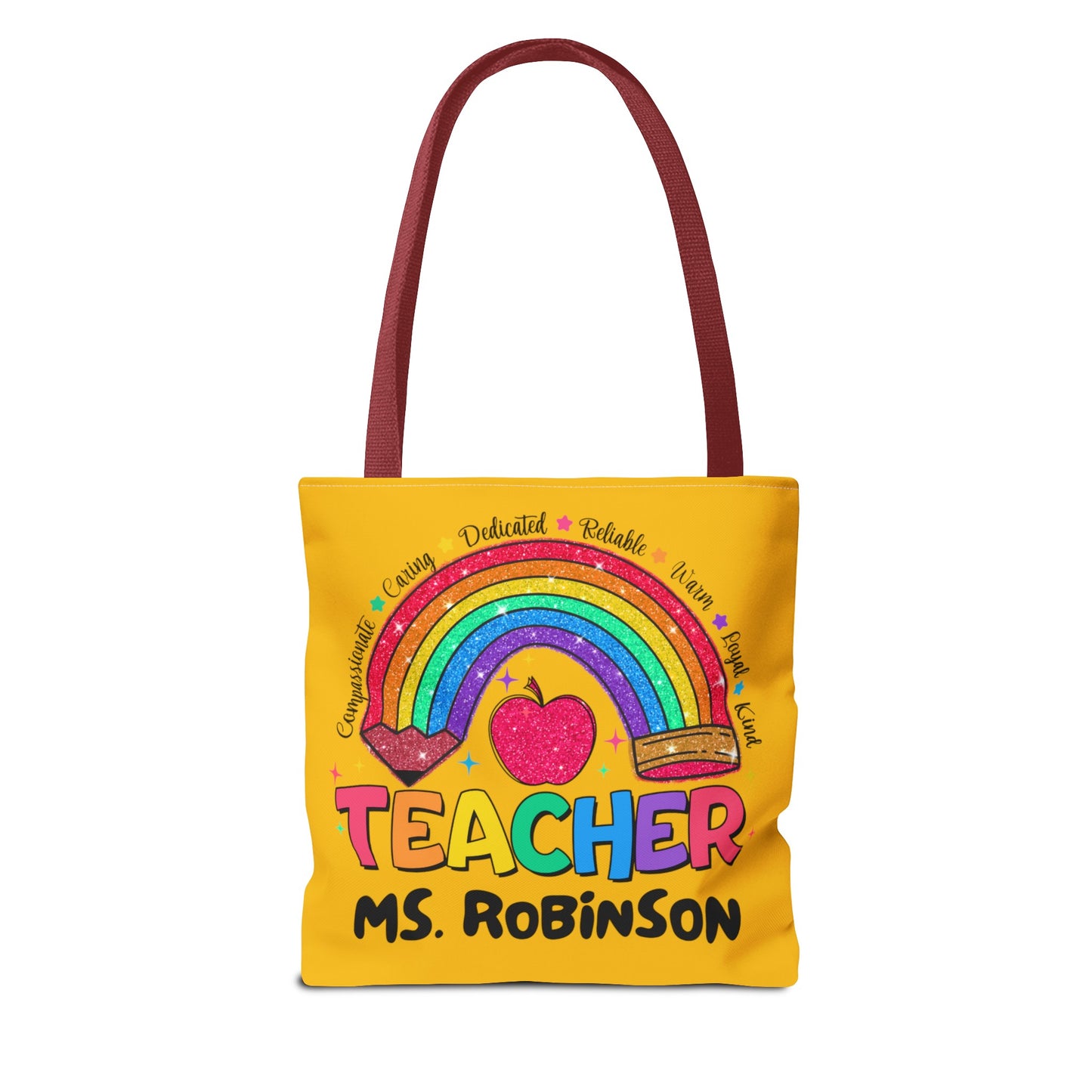Rainbow Teacher Tote- Yellow
