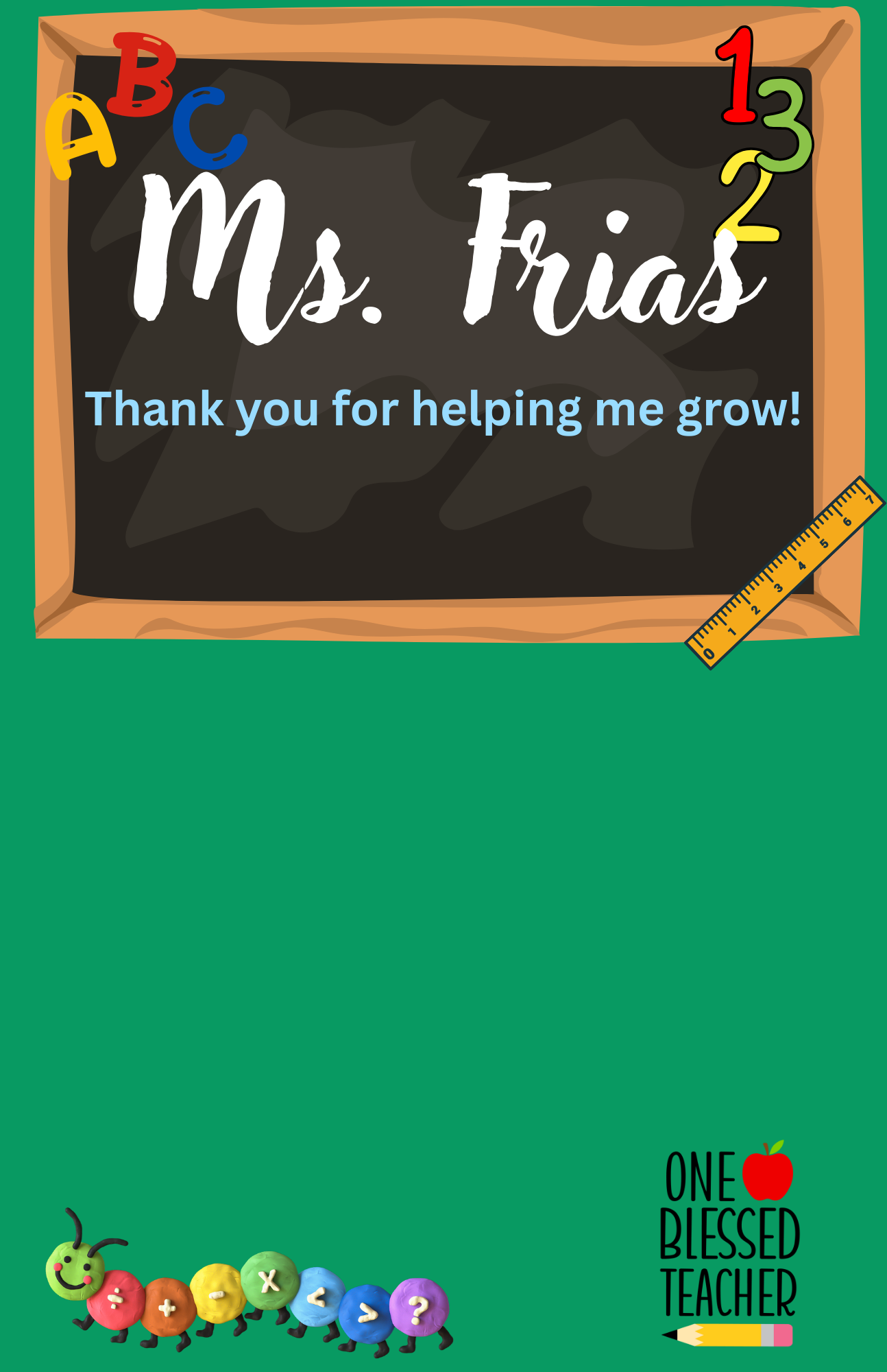 TEACHER APPRECIATION LARGE GIFT CARD