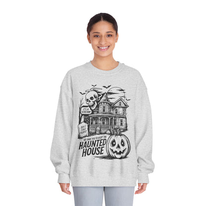 Spooky Haunted House Sweatshirt, Halloween Apparel, Unisex Crewneck, Ghostly Vibes, Cozy Fall Fashion, Halloween Gift