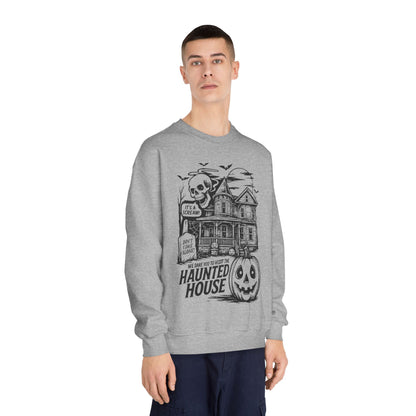 Spooky Haunted House Sweatshirt, Halloween Apparel, Unisex Crewneck, Ghostly Vibes, Cozy Fall Fashion, Halloween Gift