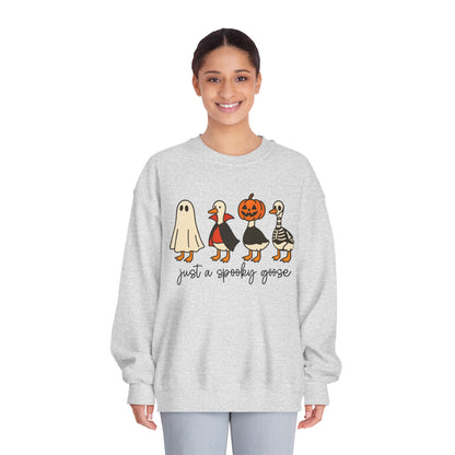 Spooky Goose Sweatshirt - Unisex Fall Apparel, Halloween Gift, Cozy Crewneck, Fun Goth Fashion, Cute Sweatshirt for Pumpkin Lovers