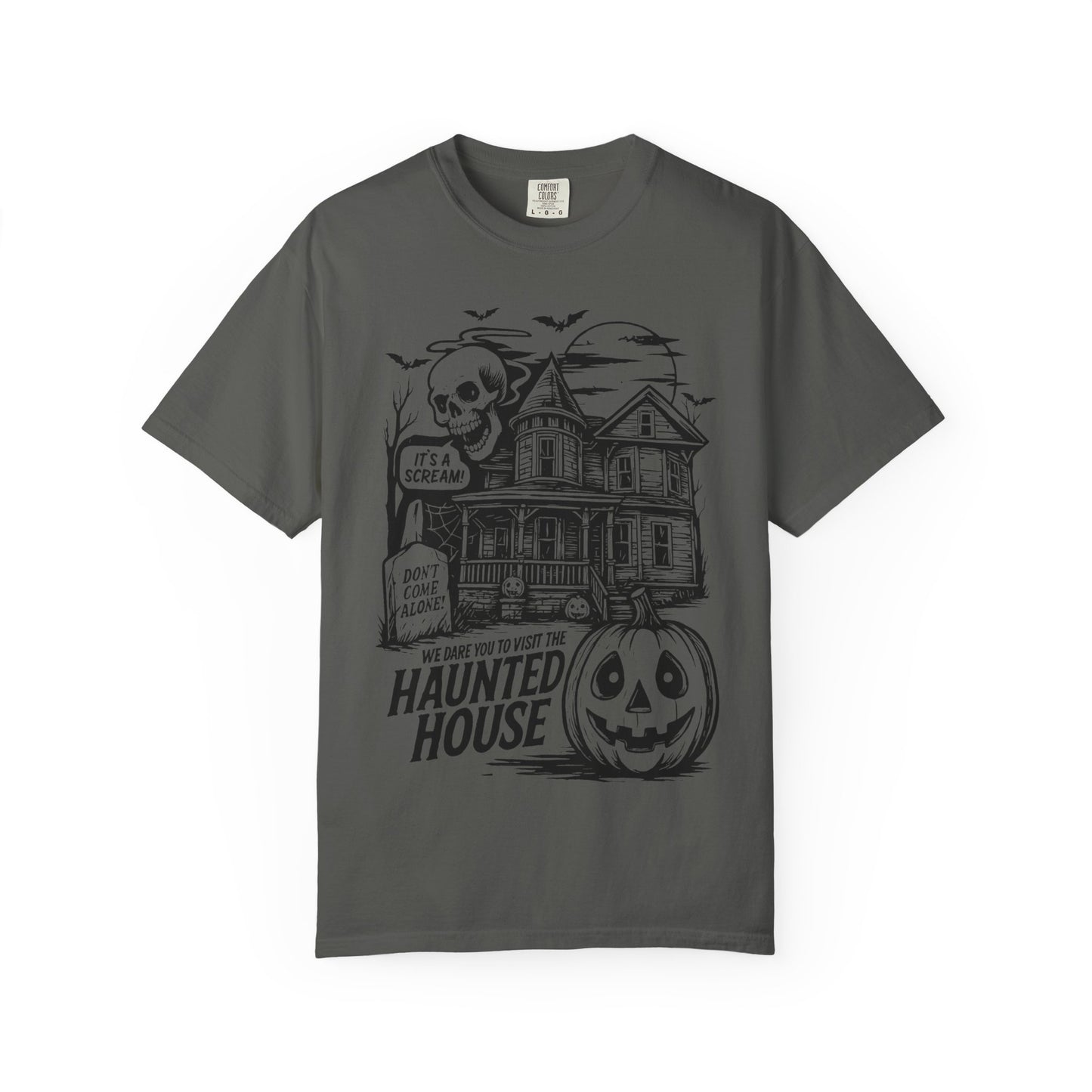 Spooky Haunted House T-shirt, Halloween Tee, Comfortable Graphic Shirt, Fall Festive Top, Unisex Horror Apparel, Ghostly Fun Wear