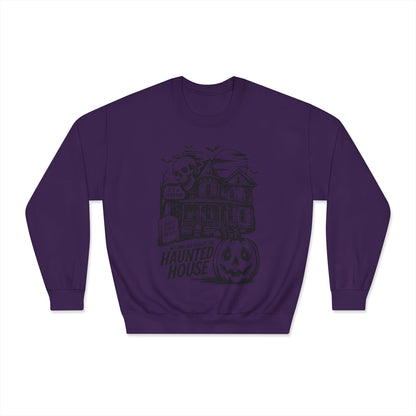 Spooky Haunted House Sweatshirt, Halloween Apparel, Unisex Crewneck, Ghostly Vibes, Cozy Fall Fashion, Halloween Gift