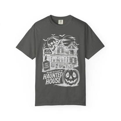 Halloween Haunted House T-Shirt, Spooky Tee for Fall, Unisex Graphic Shirt, Halloween Costume Top, Fun Autumn Apparel