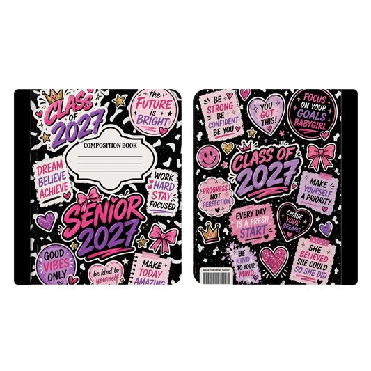 SENIOR NOTE BOOK COVER PINK/WHITE