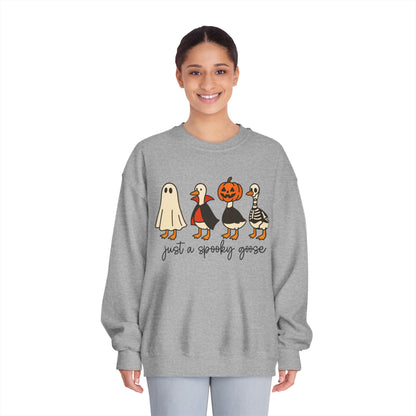 Spooky Goose Sweatshirt - Unisex Fall Apparel, Halloween Gift, Cozy Crewneck, Fun Goth Fashion, Cute Sweatshirt for Pumpkin Lovers