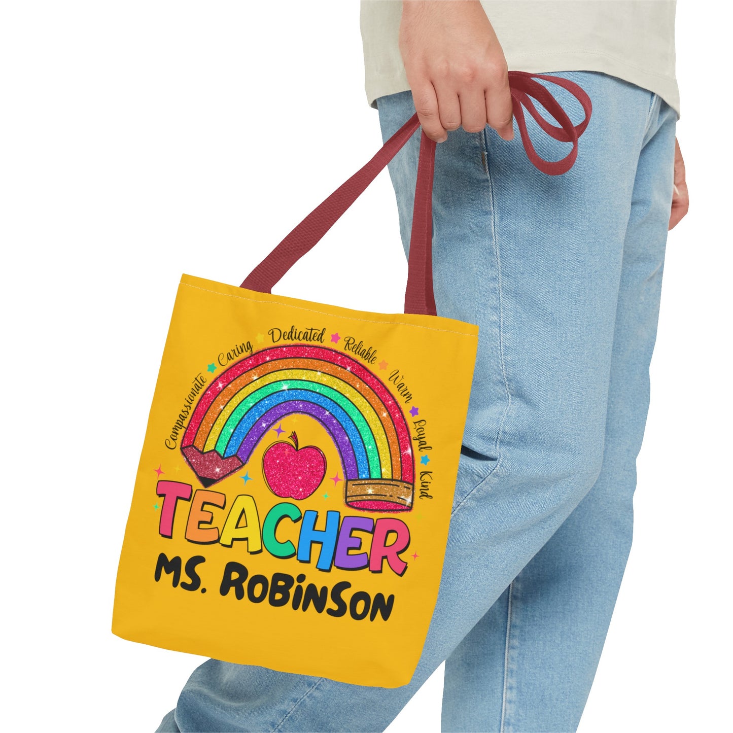 Rainbow Teacher Tote- Yellow