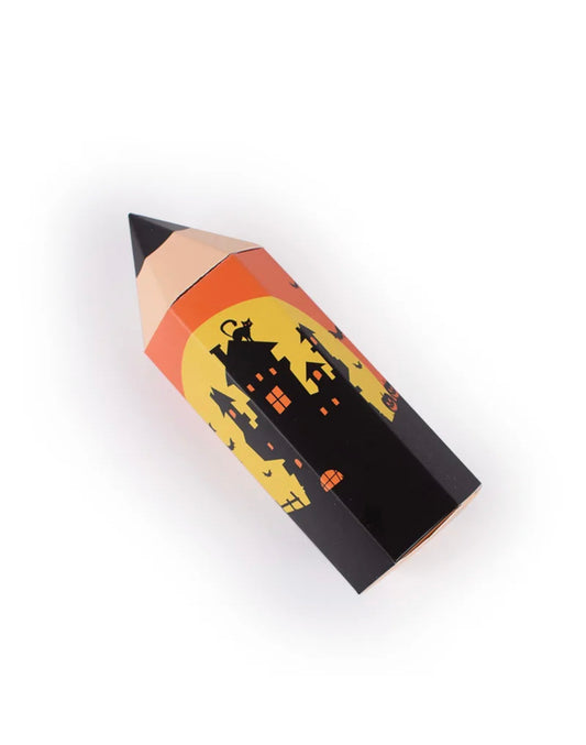 Orange Halloween pencil treat boxes