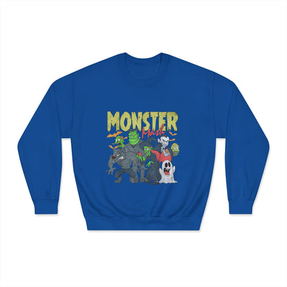Monster Mash Crewneck Sweatshirt, Unisex Halloween Sweater, Cozy Graphic Sweatshirt, Spooky Costume Top, Fall Celebration Apparel