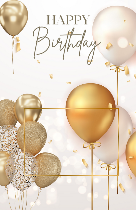 Happy Birthday Gold & White