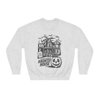 Spooky Haunted House Sweatshirt, Halloween Apparel, Unisex Crewneck, Ghostly Vibes, Cozy Fall Fashion, Halloween Gift
