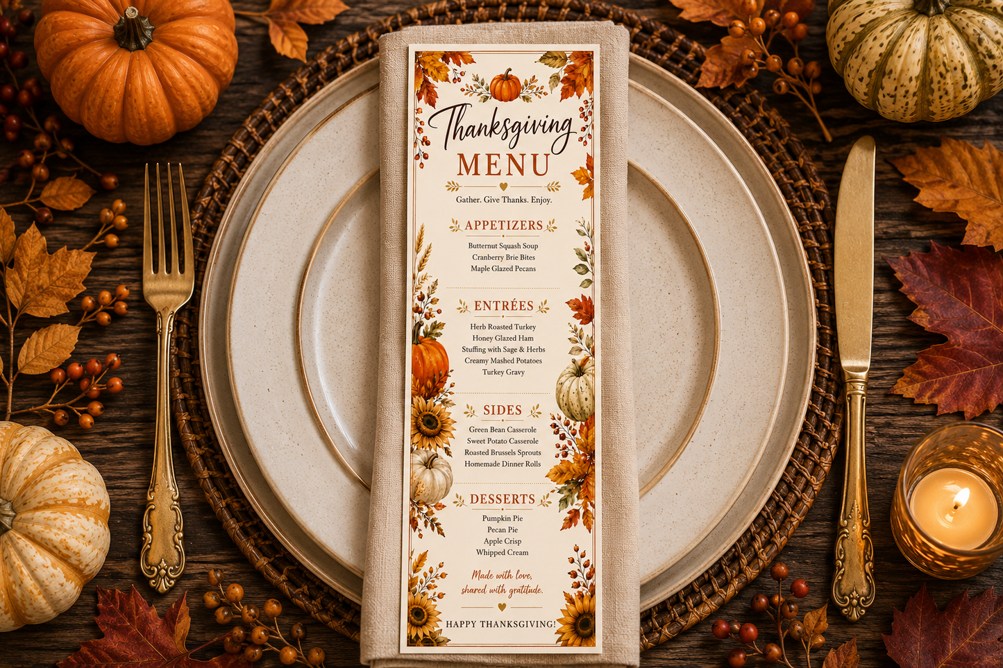 Editable Thanksgiving Menu – Digital Download