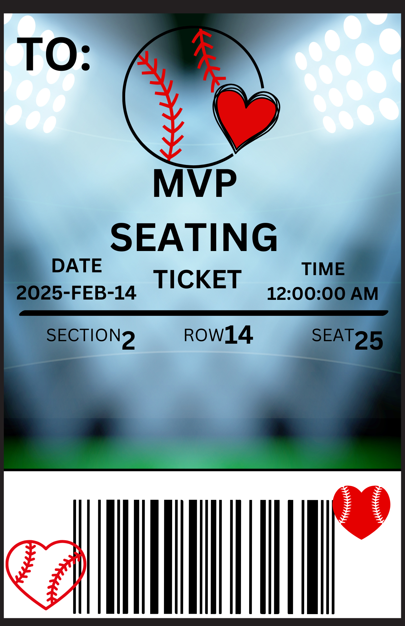 Sports/game valentines jumbo gift card