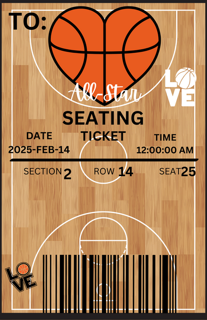 Sports/game valentines jumbo gift card