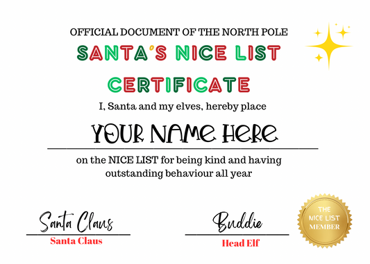 Nice List Certificate