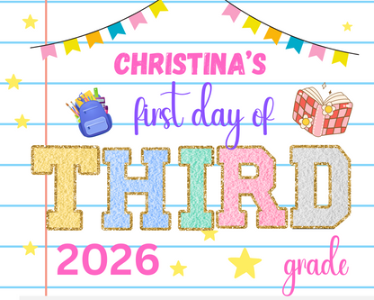 Patch School sign-third grade