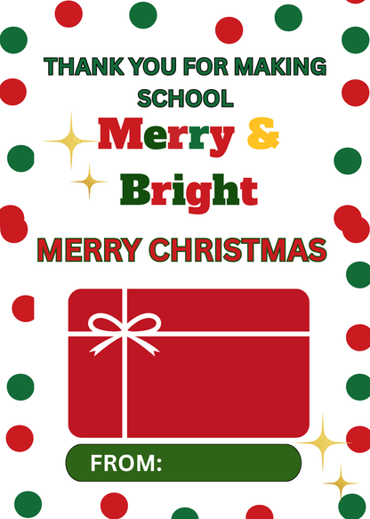 TEACHER CHRISTMAS GIFT CARD HOLDER