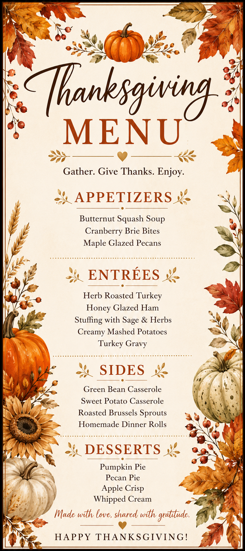 Editable Thanksgiving Menu – Digital Download